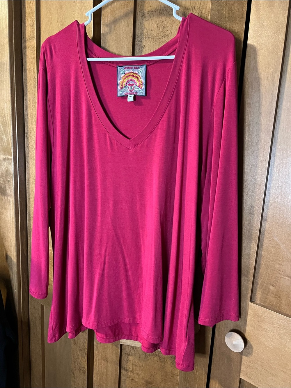 Johnny Was Women's Long Sleeve V-Neck Top - Fuchsia